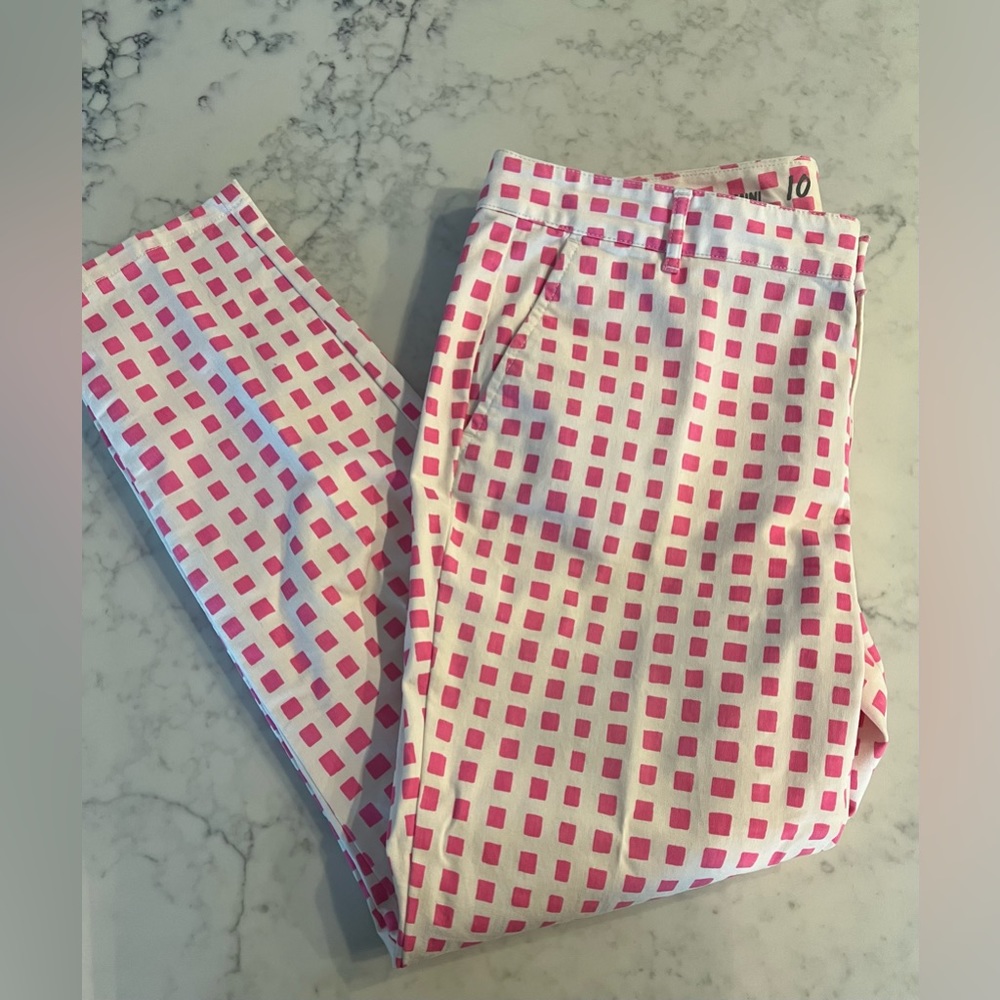 GAP Pink and White Checkered Ankle Pants